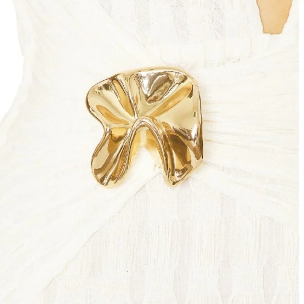MICHAEL COSTELLO REVOLVE WHITE GOLD CUT OUT MADELINE MIDI DRESS SMALL - Picture 5 of 5